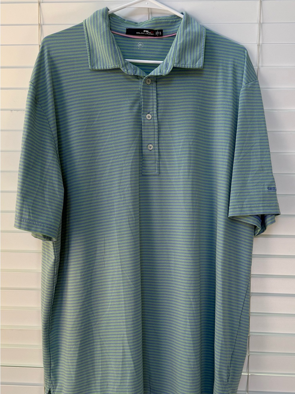 Ralph Lauren RLX Men’s Blue and Green Striped Polo Golf Shirt size XL